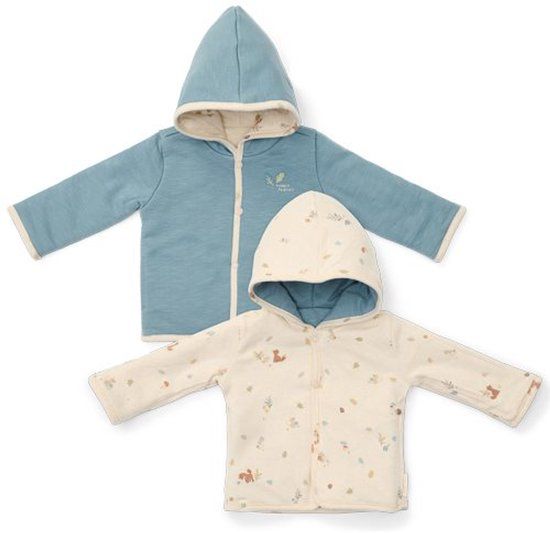 Little Dutch Omkeerbaar jasje - Blauw - Forest Friends - Maat 56