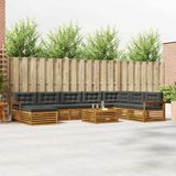vidaXL - Hoek loungeset - 8 zitplaatsen - Natuurlijk en antraciet - Acacia hout