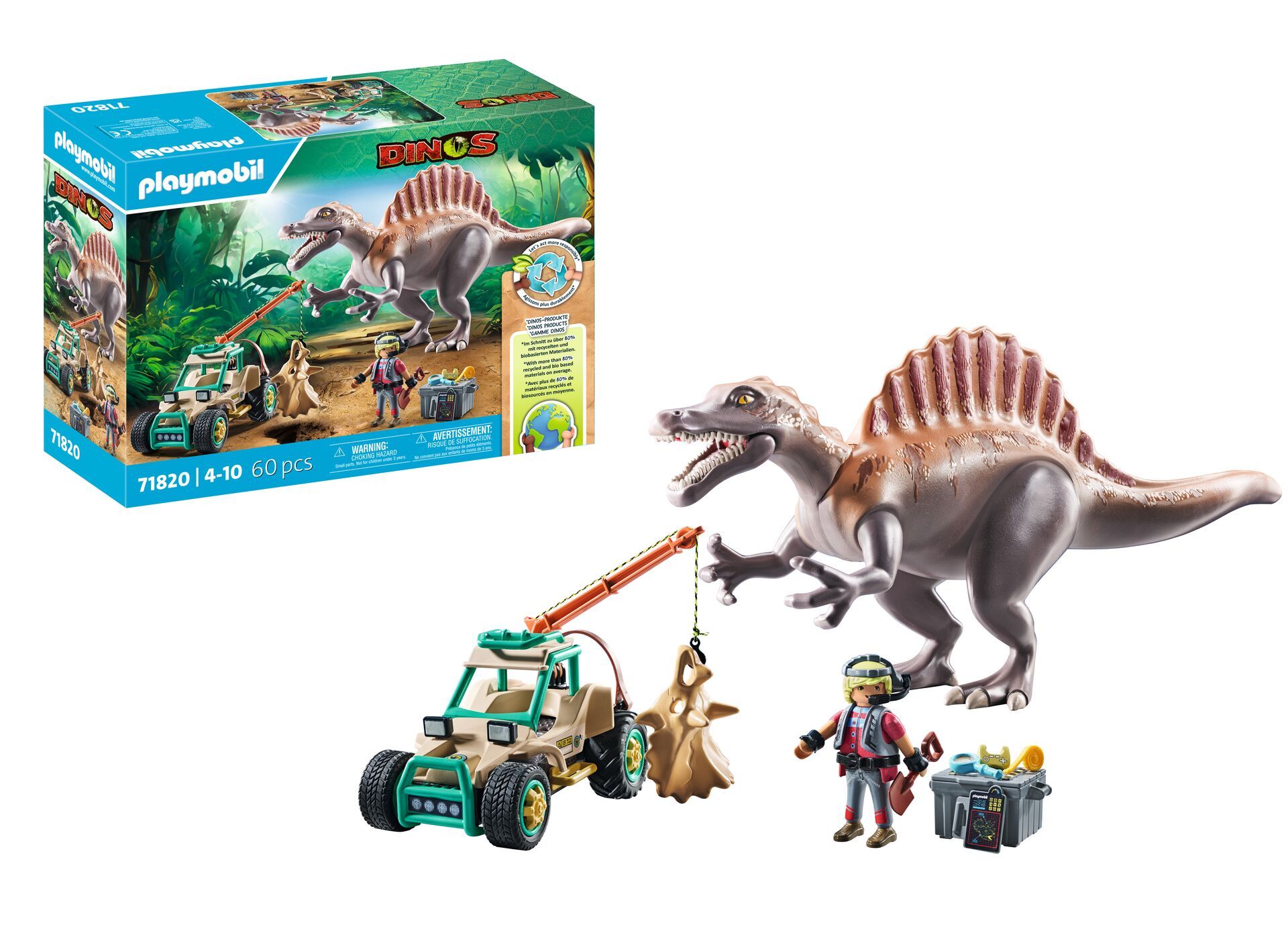 PLAYMOBIL Dinos Spinosaurus aanval 71820 - Action/Adventure Speelgoedset voor Kinderen vanaf 4 Jaar