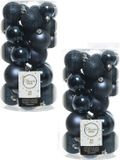 Decoris Kerstballen - 60 stuks - Donkerblauw - Kunststof - 4, 5 en 6 cm