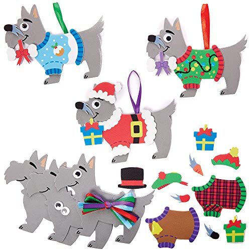 Baker Ross FX364 Scottie Hond Kersttrui Mix and Match sets - Set van 8, Knutselset voor Kerstversiering voor kinderen, Kunst en Knutselen Kerstversiering