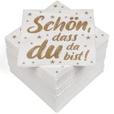 HEKU 22-30243-204: 100 servetten, 3-laags, Schön DASS du da bist Gold/wit
