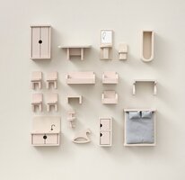 Petite Amelie Poppenhuis meubels - Roze - Set van 19 - Hout