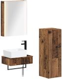 vidaXL Badkamermeubel Set 4 stuks Oud hout Bewerkt hout en glas