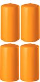 Enlightening Candles 4x bougies cylindriques/tronquées orange 6 x 8 cm 27 heures de combustion - Bougies inodores orange