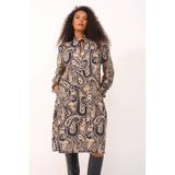 Plus Basics Plus Size A-lijn jurk met smockwerk en print - donkerblauw/beige