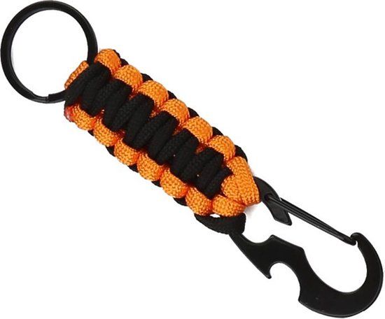 LGT JWLS Lookinggoodtoday Sleutelhanger Zwart Oranje Paracord met Ring en Musketon