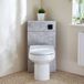 Hudson Reed Cluo WC-Ombouw Hoekmontage Moderne Gris Béton avec Réservoir, Toilette sur Pied Covelly et Bouton de Chasse d'Eau Noir