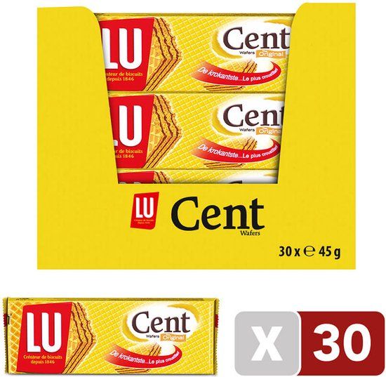 LU Cent Wafers - Krokante Wafeltjes Gevuld Met Chocolade - 45g x 30 - 1350g