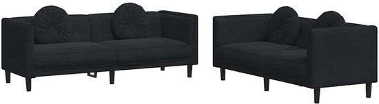 VidaXL 2-delige Loungeset met kussens fluweel zwart