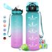 Drinkfles, KollyKolla Sportwaterfles, 1 liter, waterfles met rietje, sportwaterfles met tijdweergave, motiverende fles voor volwassenen, fietsen, reizen