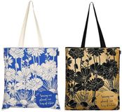 Eco Right Esthetische Canvas Tote Bag voor Dames, Bloemen Zwart-Wit