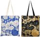 Eco Right Esthetische Canvas Tote Bag voor Dames, Bloemen Zwart-Wit