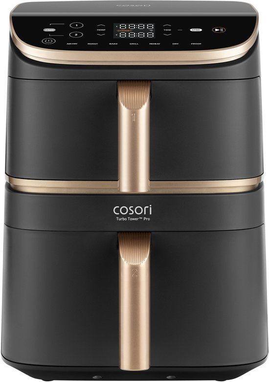 Cosori Turbo Tower Pro Smart Enkel 10,8 l Vrijstaand 2630 W Heteluchtfriteuse Zwart, Goud