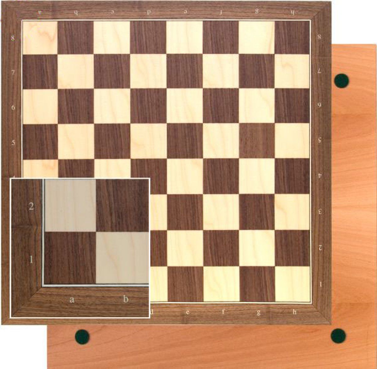 Schaakbord notenhout/ahorn 5cm