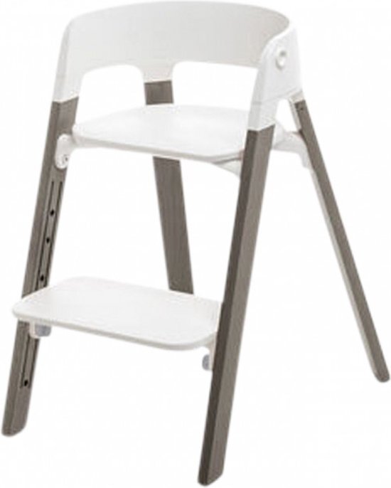 Stokke Stappenstoel - Variatie Ouder Seat: White - Wood: Beech Hazy Grijs