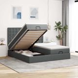 vidaXL - Bedframe - Ottoman - met - matrassen - en - LED's - 200x200cm - Stof - Donkergrijs
