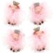 Dekohelden24 Keramische decoratieve varken met kroon, vleugels en veren, in set van 4, in roze-roze, L/B/H 3 x 3 x 5 cm, 5 cm
