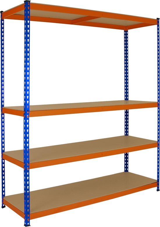 Monster Racking S-Rax Warehouse Storage Shelving, Blue/Orange, 150cm W, 50cm D