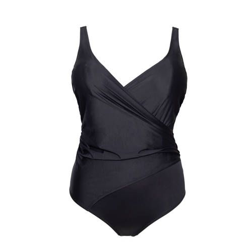 Plaisir +size badpak met overslag zwart