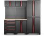 Merkloos / Sans marque HBM Modulair Werkplaatssysteem 6-Delig – Model B – Zwart/Rood – Vaste Opstelling met 5-Laden Kast, Hoge Kast & Werkblad