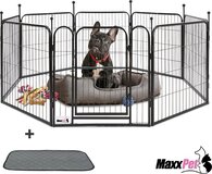MaxxPet Puppyren - Hondenbench - Hondenren - Hondenkennel - Staal - 120 x 60cm - Incl. Drinkbakje + Plasmat