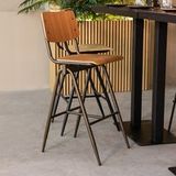 LABEL51 Barkruk Solid - Walnoot - Hout - Hoog