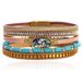 Deja Jewels Deja Boho Armband goudkleurig met turquoise kralen en ovale natuursteen in bruin