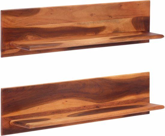 vidaXL Wandschappen 2 stuks massief acaciahout bruin 112x20x26 cm