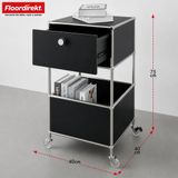 FLOORDIREKT Metalen Rek Concept Epure MK-145 - Rolcontainer Met 3 Verdiepingen, Lade & Legplanken - 40 x 75 x 40 cm - Zwart