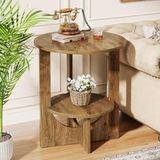 Tribesigns Table d'appoint ronde 50 x 50 x 65 cm – 2 niveaux de rangement – Structure en bois MDF – Pour petits espaces, salon, chambre