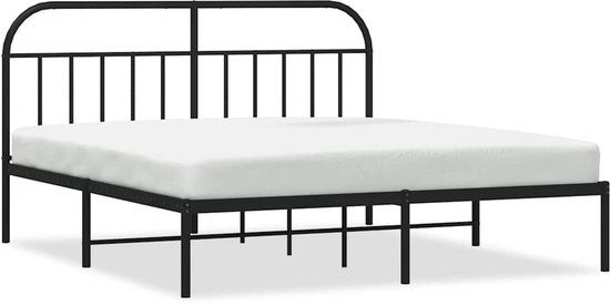vidaXL Bedframe met hoofdbord metaal zwart 180x200 cm