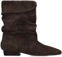 Manfield Dames Taupe Suède Enkellaarsjes Maat 39