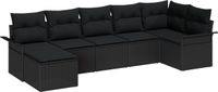vidaXL Tuinbank - Set - 7 - st - Zwart - poly - rattan