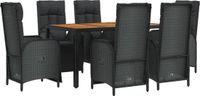 vidaXL 7-delige Tuinset met kussens poly rattan zwart