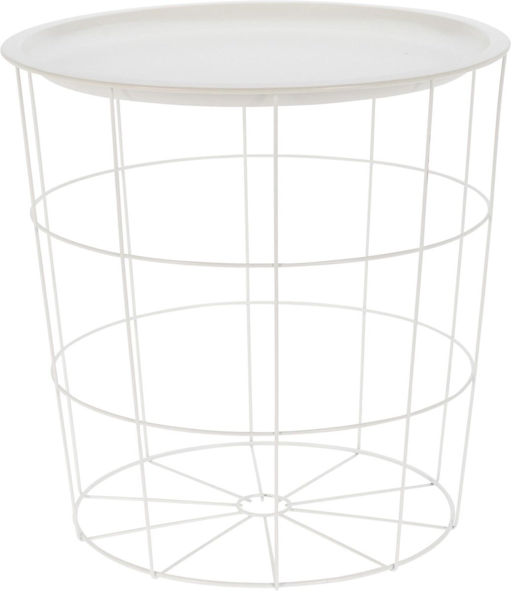 Excellent houseware Bijzettafel rond metaal wit D40 x H40 cm - Home Deco meubels en tafels