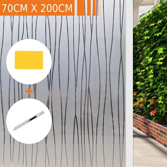 Simple Fix Raamfolie - Zelfklevend - Isolerend - Statisch - Plakfolie - Anti Inkijk - Gestreept - 70x200cm
