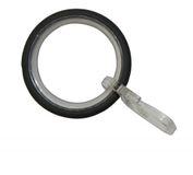 Gardinia 36150 Elba gordijnringen, 10 stuks, inclusief glij-inzetstuk en plooihaken, Ø 29/38 mm, breedte 3,5 mm, metaal, steengrijs