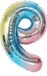 Allecto Plus - Ballon aluminium dégradé arc-en-ciel chiffre 9 LED Ballon