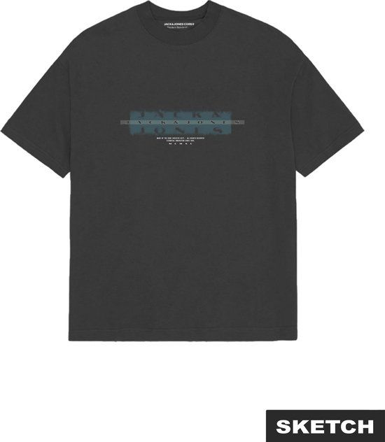 Jack & Jones Plus Size T-shirt Zwart Katoen Ronde Hals Korte Mouw Regular Fit
