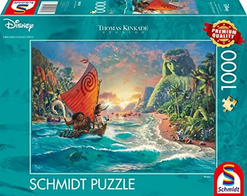 Schmidt Spiele 58030 Thomas Kinkade, Disney, Vaiana, Moana, puzzel met 1000 stukjes, normaal