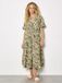 Apricot Midi-jurk met ritssluiting en tropisch bladmotief