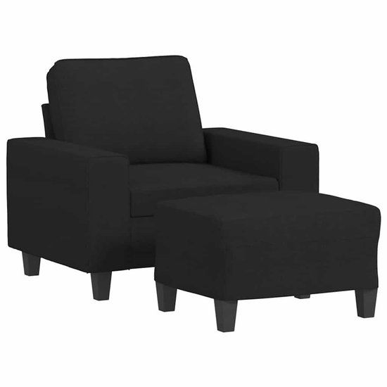 VidaXL Fauteuil met voetenbank Zwart Stof Metaal