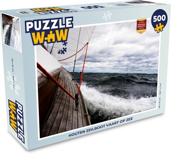 MuchoWow Puzzel Houten zeilboot vaart op zee - Legpuzzel - Puzzel 500 stukjes