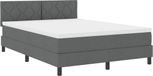 vidaXL Lit boxspring avec matelas, gris foncé, 140 x 200 cm, tissu