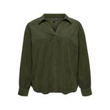 VERO MODA CURVE corduroy top Plus Size - donkergroen