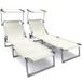 Vounot Zonneligstoel met zonneklep, opvouwbaar, beige, 2 stuks