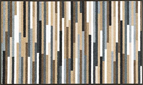 Wash+Dry Mikado Stripes nature deurmat, acryl, bruin, 75 x 120 cm