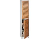 Merkloos Relaxdays Kolomkast Badkamer - 190 x 40 x 30 cm - Wit/Lichtbruin - MDF/Bamboe