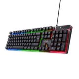 Trust Gaming GXT 835 Azor Gaming-toetsenbord, bekabeld, Frans, AZERTY, regenboog-ledverlichting, speelmodus, 8 anti-ghosting-toetsen, gaming-toetsenbord met USB-membraan, PC/laptop, zwart
